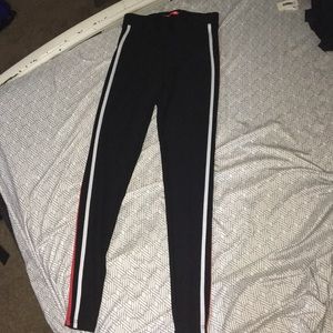 leggings with red and white stripes